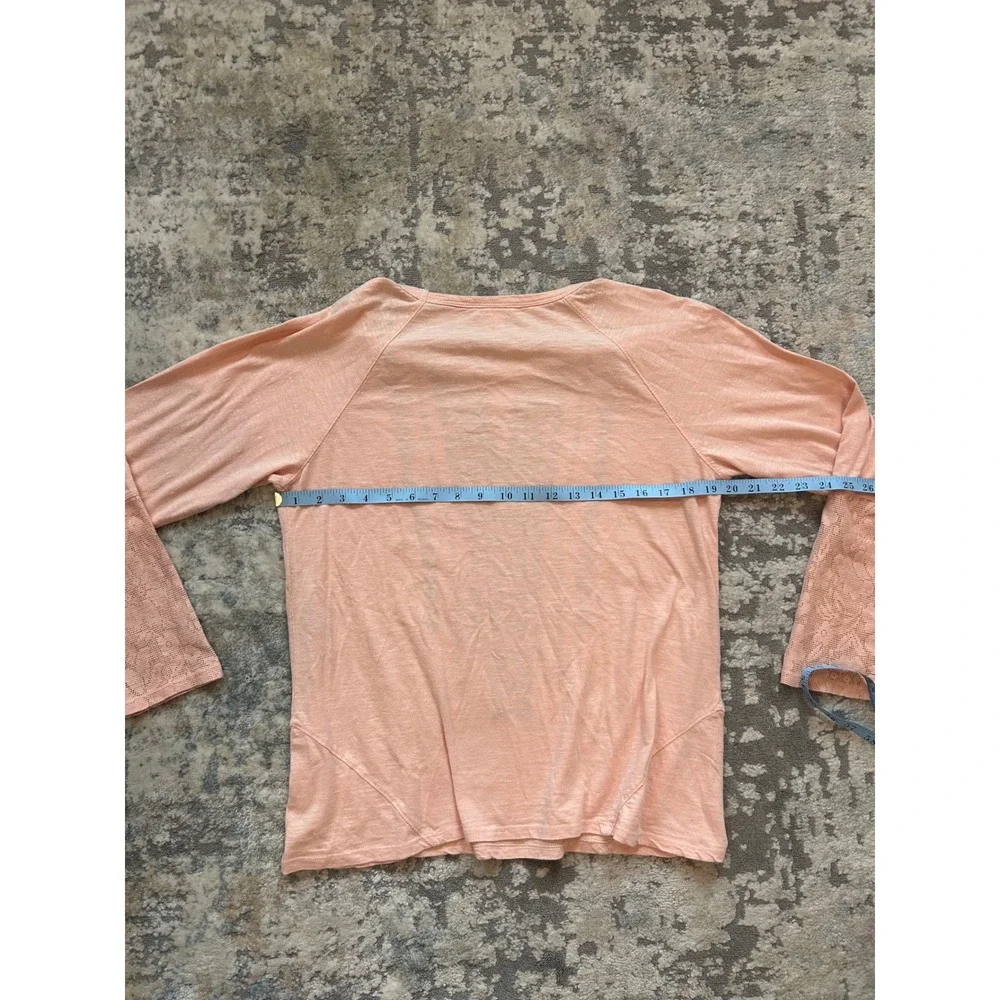 Sundance embroidered light pink longsleeve lightweight T shirt blouse cotton M - Picture 5 of 6